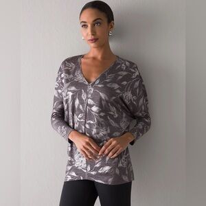 NEW White House Black Market Long-Sleeve Jetsetter Tunic Palms MP Medium Petite